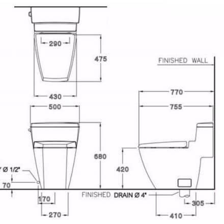 Bàn Cầu 1 Khối COTTO C10187 Hercules