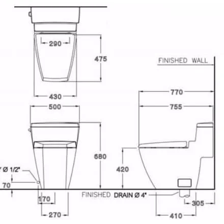 Bàn Cầu 1 Khối COTTO C10187 Hercules