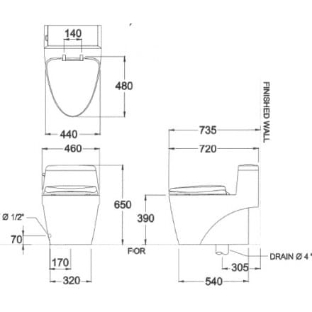 Bàn Cầu 1 Khối COTTO C10527 Grand Riviera