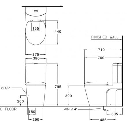Bàn Cầu 2 Khối COTTO C12247 Unique
