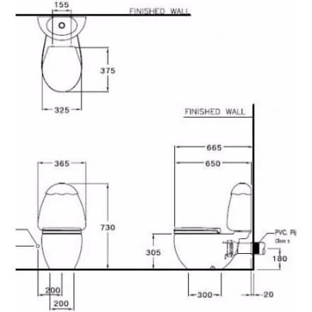 Bàn Cầu 2 Khối COTTO C15017 Googai Trẻ Em Thoát Ngang