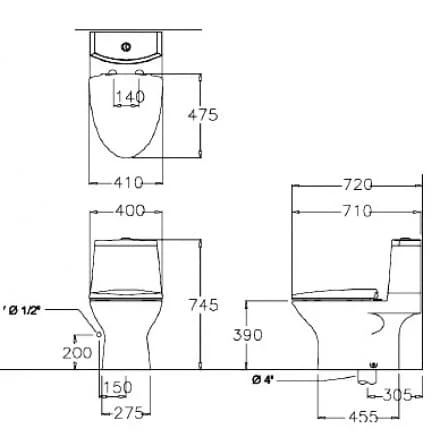 Bàn Cầu 2 Khối COTTO C12377 Chloe