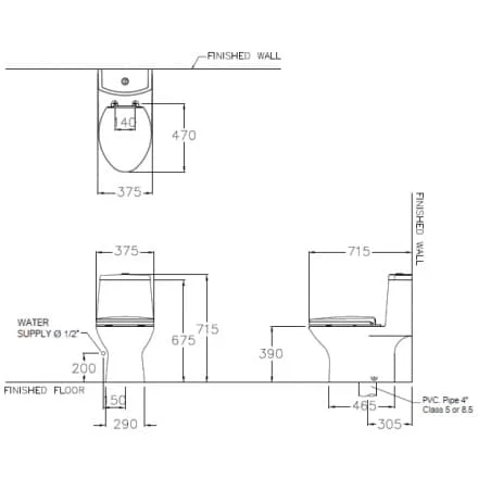 bản vẽ kỹ thuật Bàn Cầu 1 Khối COTTO C1053 Micc