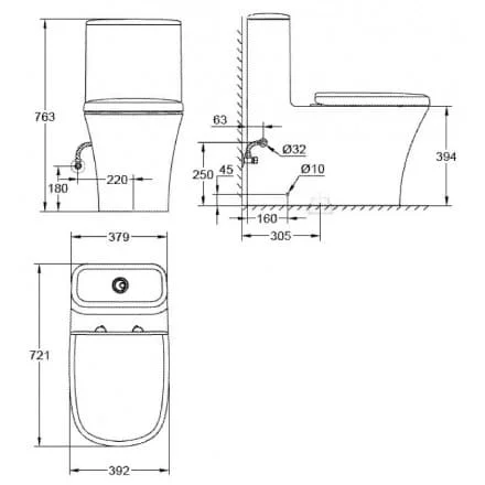 bản vẽ kỹ thuật Bàn cầu 1 khối GROHE 39310000