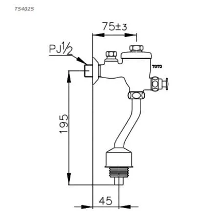 Bản vẽ Van Cảm Ứng Tiều Nam Dương Tường TOTO DUE137PBK
