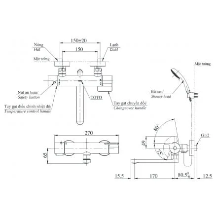 Sen Tắm Nhiệt Độ TOTO TBV03427V/TBW02006A