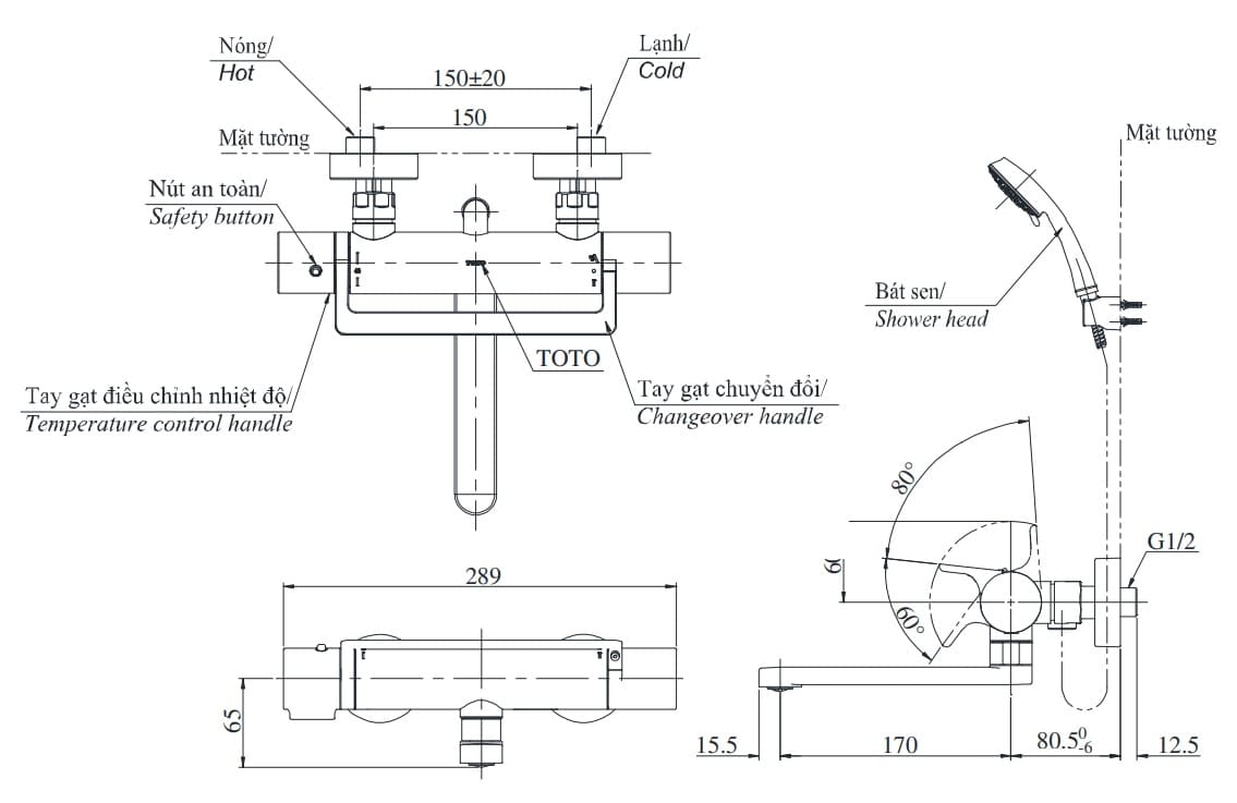 Sen Tắm Nhiệt Độ TOTO TBV03427V/TBW02006A