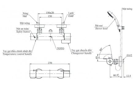 Sen Tắm Nhiệt Độ TOTO TBV03427V/TBW02006A