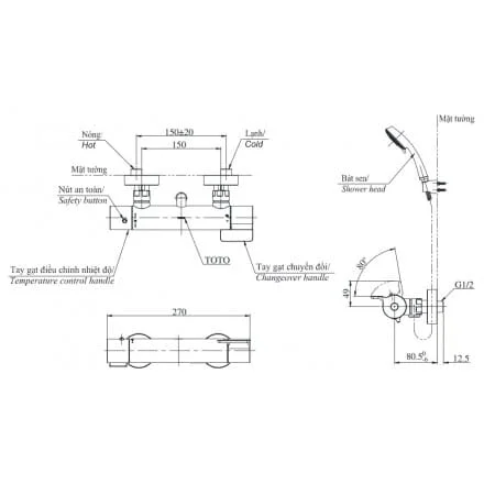 Sen Tắm Nhiệt Độ TOTO TBV03427V/TBW02006A