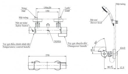 Sen Tắm Nhiệt Độ TOTO TBV03427V/TBW02006A