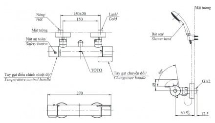 Sen Tắm Nhiệt Độ TOTO TBV03427V/TBW02006A