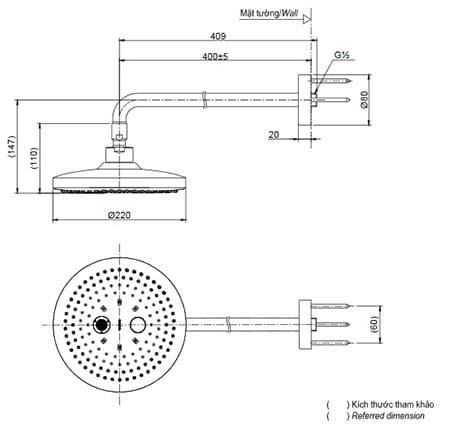 Bản vẽ kỹ thuật Bát Sen TOTO TBW01004A