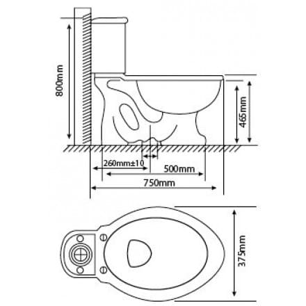 Bản vẽ kỹ thuật Bàn Cầu 2 Khối Hảo Cảnh HC V10