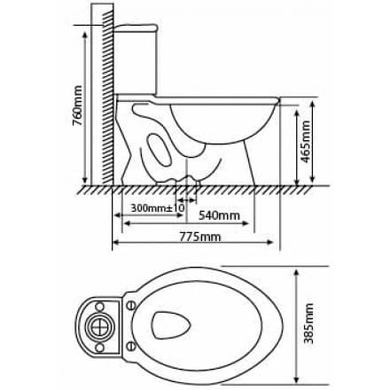 Bản vẽ kỹ thuật Bàn Cầu 2 Khối Hảo Cảnh HC V10