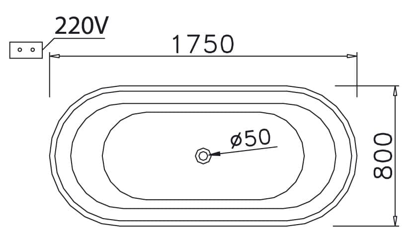 Bản vẽ kỹ thuật bồn tắm Caesar AT0770