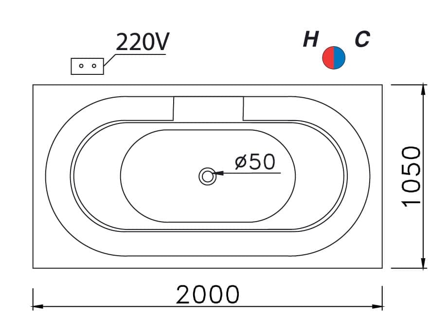 Bản vẽ kỹ thuật bồn tắm massage đơn Caesar MT212
