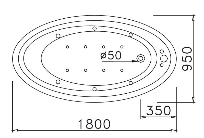 Bản vẽ kỹ thuật bồn tắm massage đơn Caesar MT6480