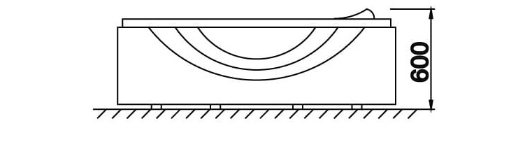 Bản vẽ bồn tắm góc massage có chân yếm Caesar MT5140