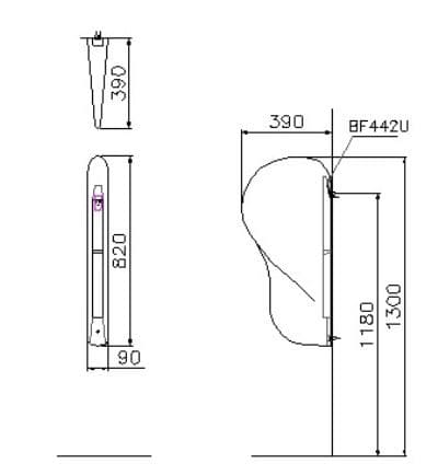 Bản vẽ kỹ thuật Vách Ngăn Bệ Tiểu Nam Caesar UW0330