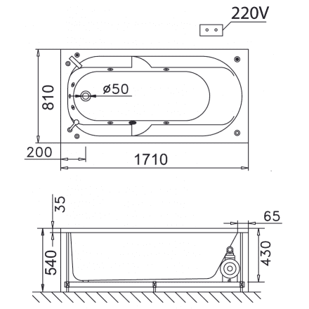 Bản vẽ kỹ thuật bồn tắm góc đơn Caesar AT5132