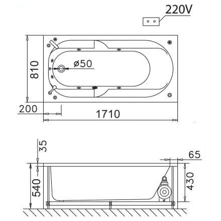 Bản vẽ kỹ thuật bồn tắm góc đơn Caesar AT5132