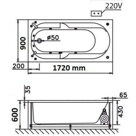 Bản vẽ kỹ thuật bồn tắm góc đơn Caesar AT5132