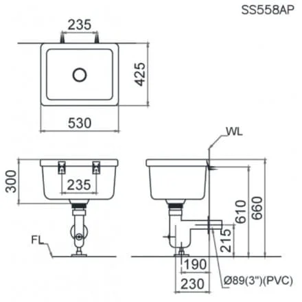 Bản vẽ kỹ thuật Chậu Rửa Mặt Đặt Bàn Caesar LF5260 
