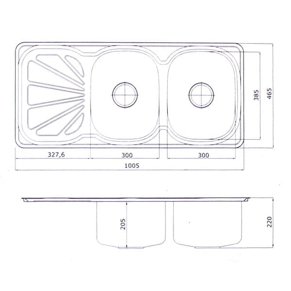 Bản vẽ kỹ thuật Chậu rửa bát Tân Á xuất khẩu Rossi RE-62