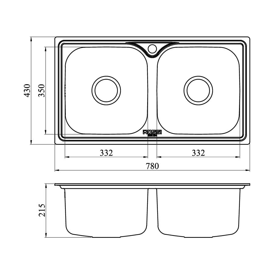 Bản vẽ kỹ thuật Chậu rửa bát 2 hố Tân Á RE 320 