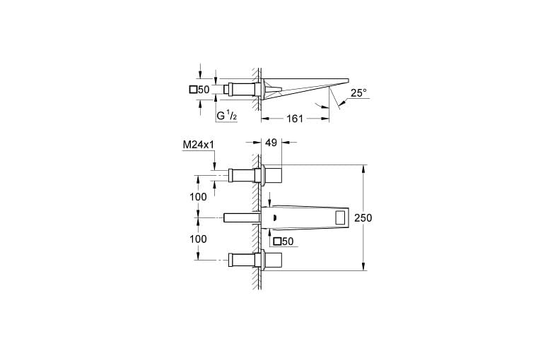 Bản vẽ kỹ thuật Vòi Bồn Tắm Đặt Sàn bóng Grohe 23318DA0