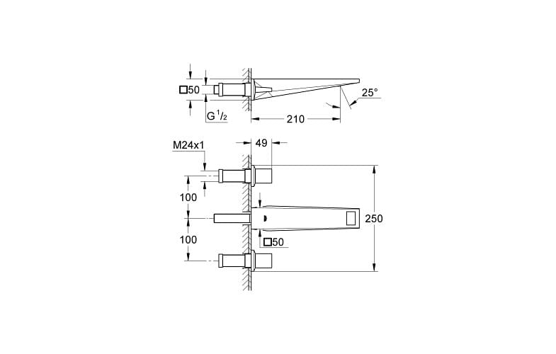 Bản vẽ kỹ thuật Vòi Bồn Tắm Đặt Sàn bóng Grohe 23318DA0