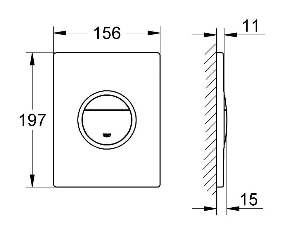 Bản vẽ kỹ thuật Van nhấn xả âm tường Grohe 38862SD0