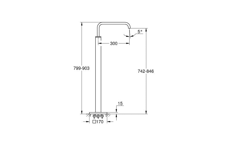 bản vẽ kỹ thuật Vòi Bồn Tắm Đặt Sàn GROHE 13218000