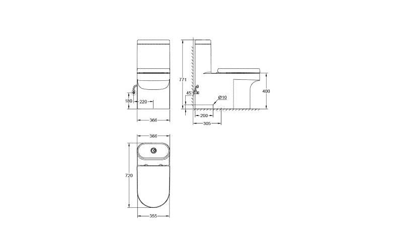 Bản vẽ kỹ thuật Bàn cầu 1 khối GROHE 39119001