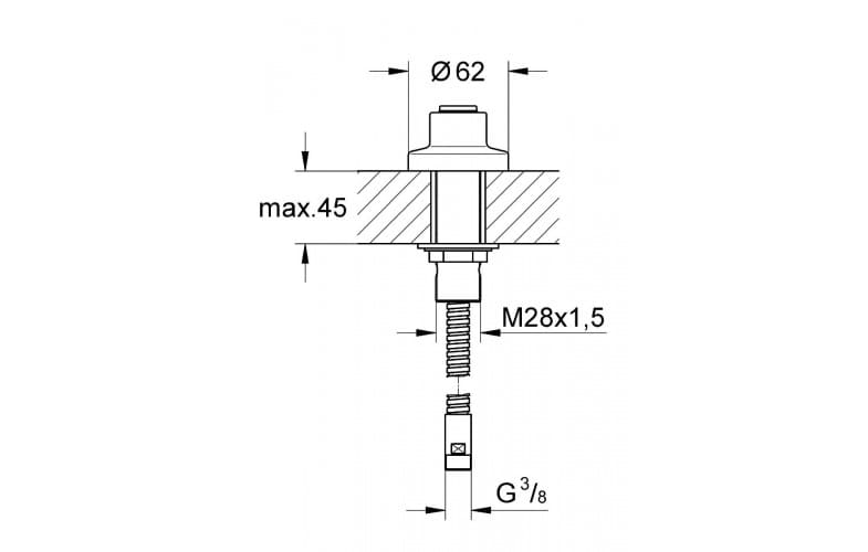 bản vẽ kỹ thuật Ống xả thải Grohe 28946000