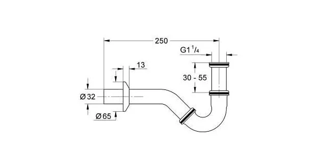bản vẽ kỹ thuật Ống xả thải Grohe 28946000