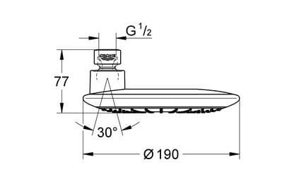 Bản vẽ kỹ thuật Bát sen nóng lạnh gắn trần Grohe 27373000