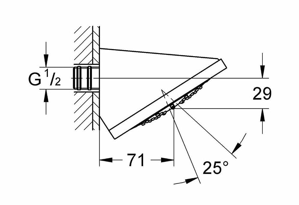 Hình ảnh bản vẽ kỹ thuật Bát sen nóng lạnh gắn trần Grohe 27870000: