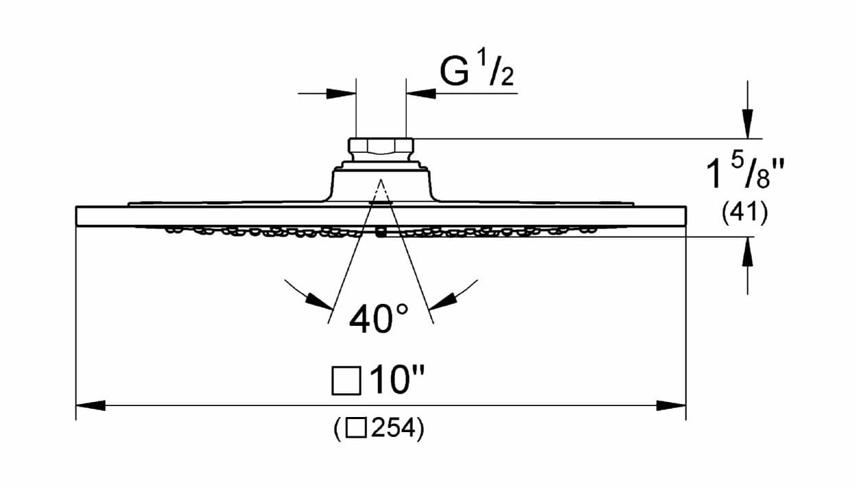 Hình ảnh bản vẽ kỹ thuật Bát sen nóng lạnh gắn trần Grohe 27870000: