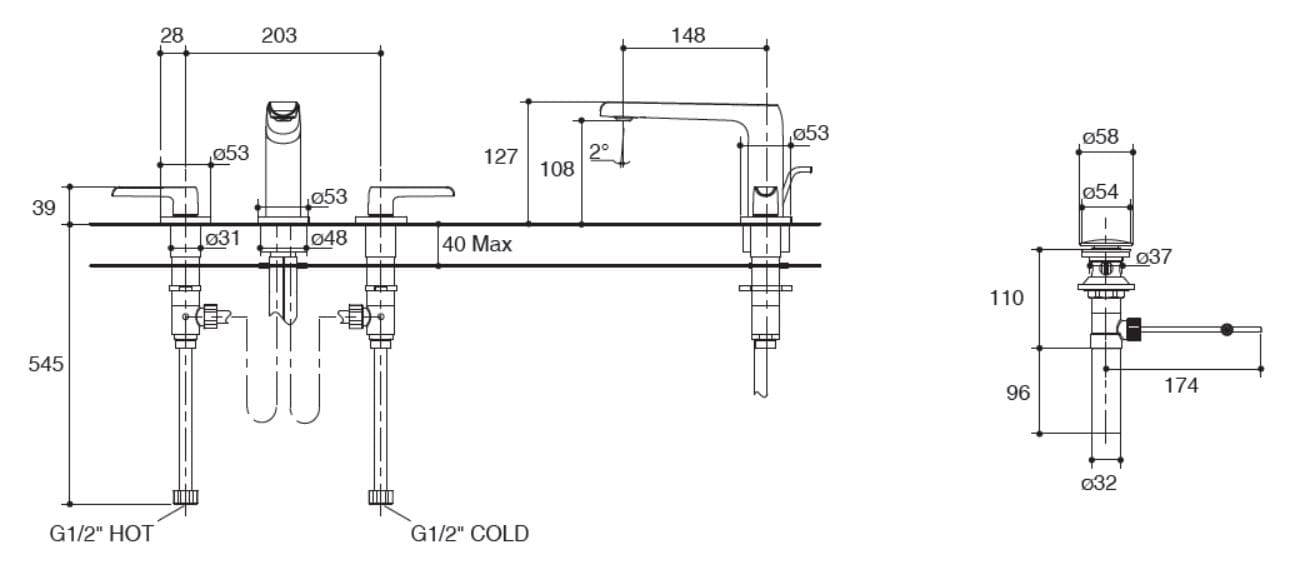 Bản vẽ kỹ thuật vòi lavabo Kohler Avid K-97352T-4-TT Titanium