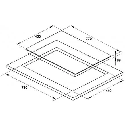Hình ảnh bản vẽ kỹ thuật Bếp Điện Từ Hafele HC-IHH80A 539.66.698 Kết Hợp Hút Mùi 2 Vùng Nấu 