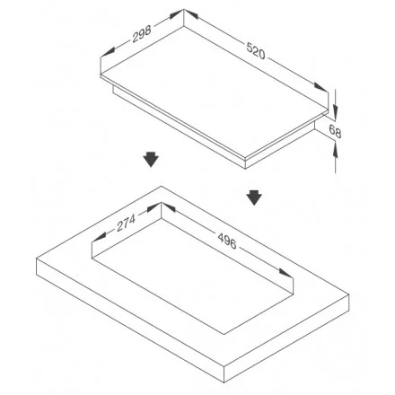 Hình ảnh bản vẽ kỹ thuật Bếp Điện Từ Hafele HC-IHH80A 539.66.698 Kết Hợp Hút Mùi 2 Vùng Nấu 