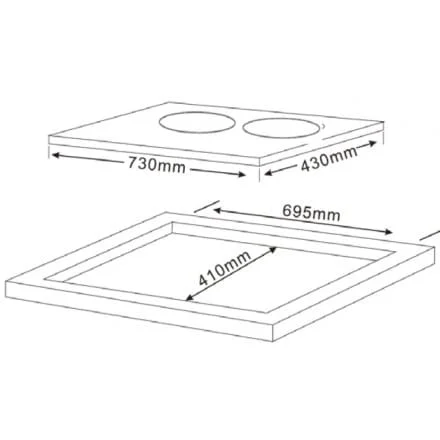Hình ảnh bản vẽ kỹ thuật Bếp Điện Từ Hafele HC-IHH80A 539.66.698 Kết Hợp Hút Mùi 2 Vùng Nấu
