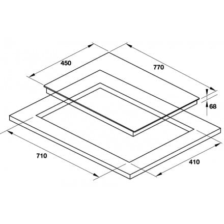 Hình ảnh bản vẽ kỹ thuật Bếp Điện Từ Hafele HC-IHH80A 539.66.698 Kết Hợp Hút Mùi 2 Vùng Nấu 