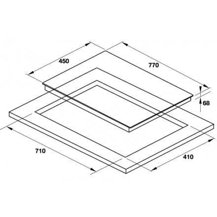 Hình ảnh bản vẽ kỹ thuật Bếp Điện Từ Hafele HC-IHH80A 539.66.698 Kết Hợp Hút Mùi 2 Vùng Nấu 