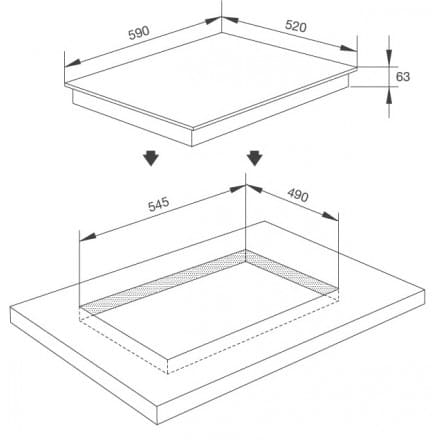 Hình ảnh bản vẽ kỹ thuật Bếp Điện Từ Hafele HC-IHH80A 539.66.698 Kết Hợp Hút Mùi 2 Vùng Nấu 