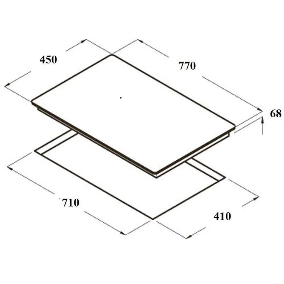 Hình ảnh bản vẽ kỹ thuật Bếp Điện Từ Hafele HC-IHH80A 539.66.698 Kết Hợp Hút Mùi 2 Vùng Nấu 