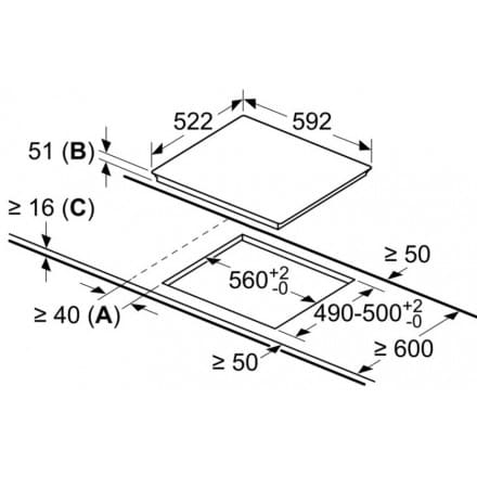 Hình ảnh bản vẽ kỹ thuật Bếp Điện Từ Hafele HC-IHH80A 539.66.698 Kết Hợp Hút Mùi 2 Vùng Nấu 