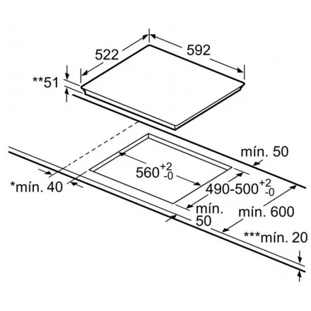 Hình ảnh bản vẽ kỹ thuật Bếp Điện Từ Hafele HC-IHH80A 539.66.698 Kết Hợp Hút Mùi 2 Vùng Nấu 