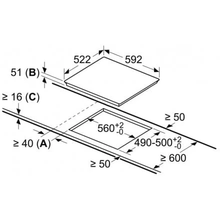 Hình ảnh bản vẽ kỹ thuật Bếp Điện Từ Hafele HC-IHH80A 539.66.698 Kết Hợp Hút Mùi 2 Vùng Nấu 